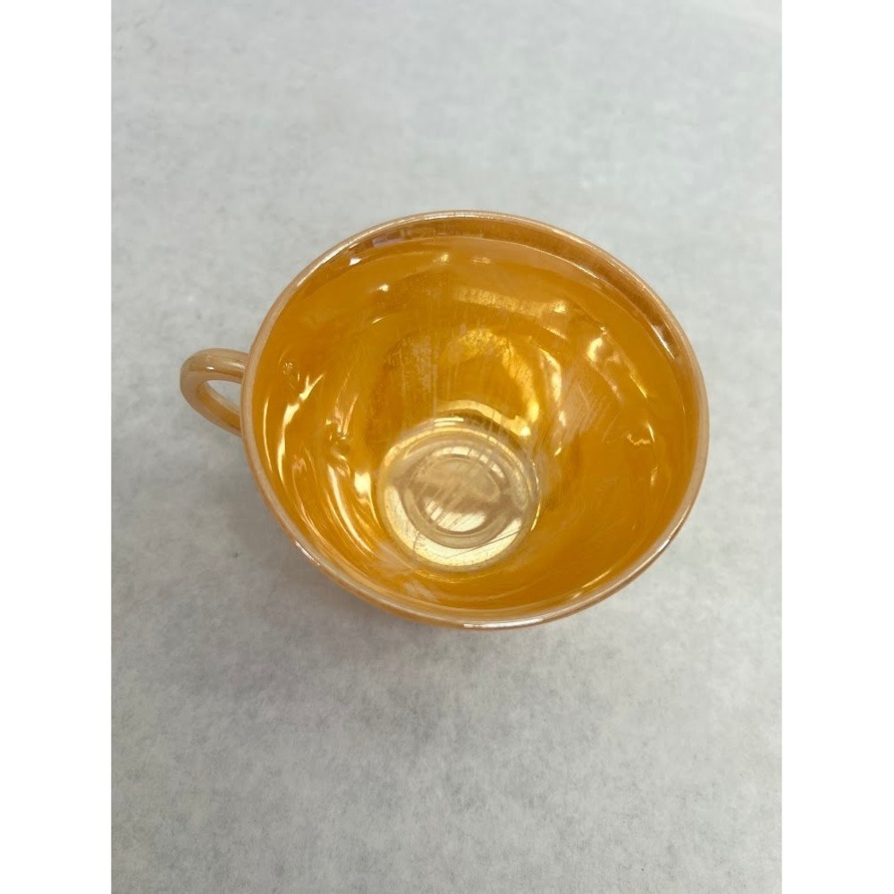 Vintage Fire-King Peach Lustre Coffee Cup Milk Glass Iridescent Anniversary USA - Picture 2 of 6